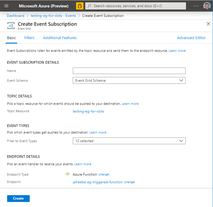 events subscription form