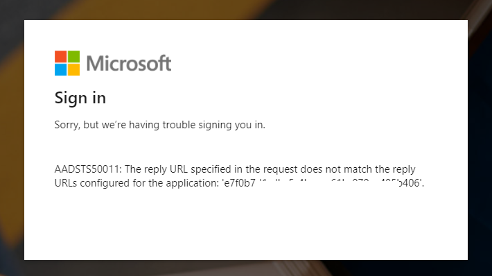 Error AADSTS50011