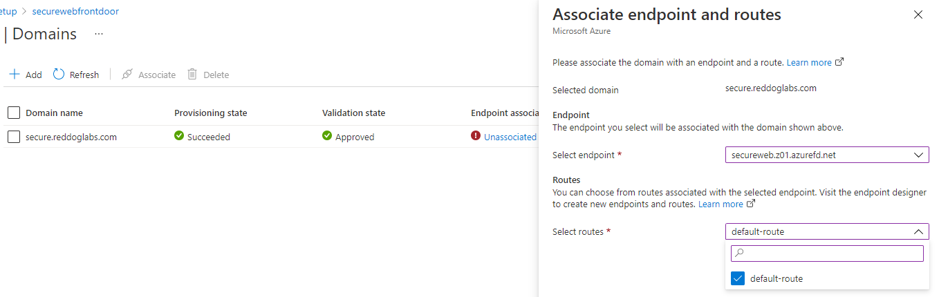 Azure Front Door Associate Endpoint
