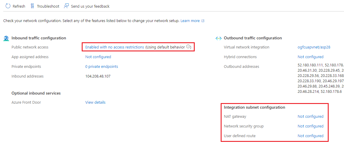 Azure portal networking hub